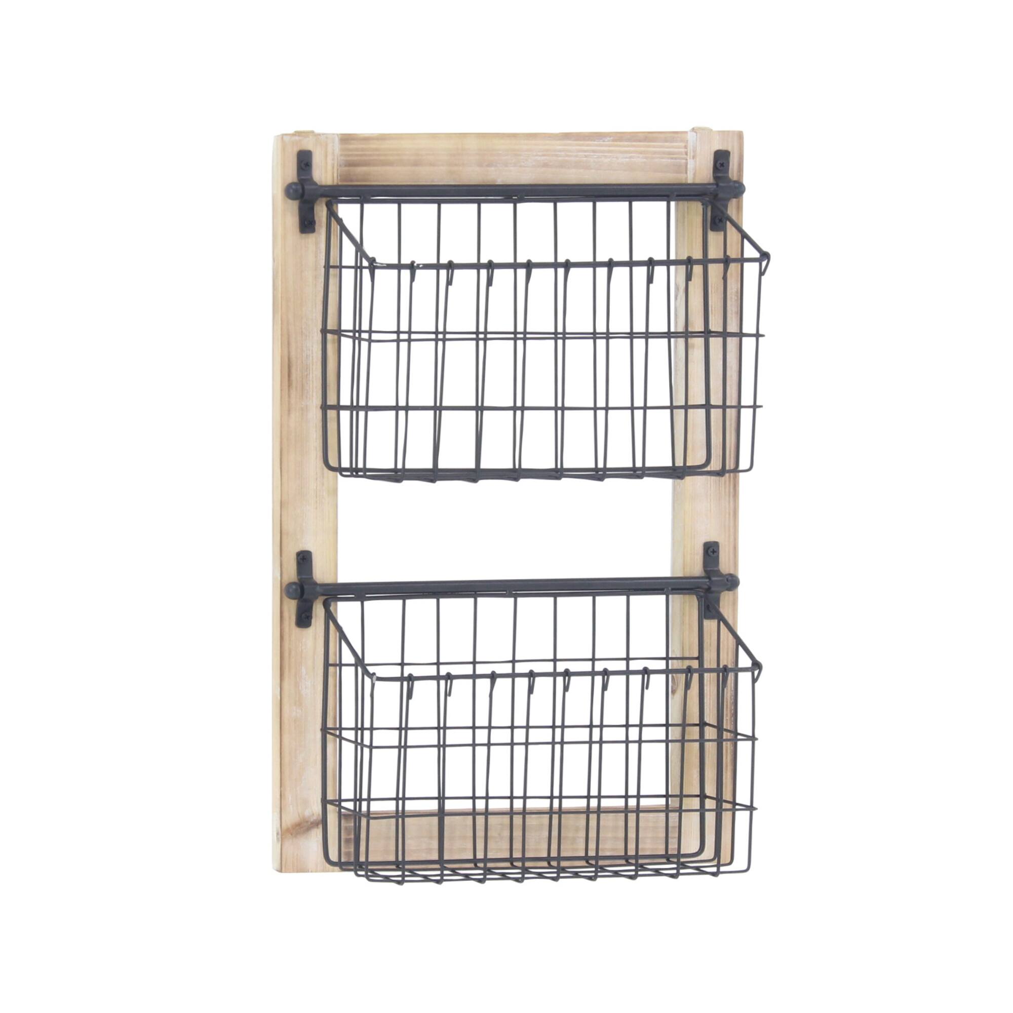 22" Black Metal Farmhouse Magazine Rack Holder